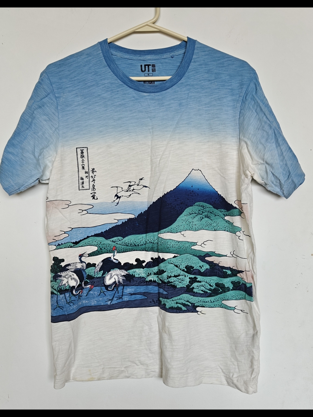 UT Graphic Crewneck T-Shirt in Blue and White
